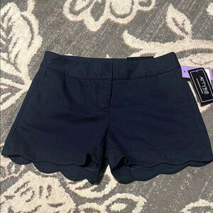 Attyre Blue Shorts with Scalloped Hem has pockets. Size 2 new